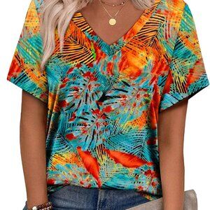 Womens Summer Tops 2025 V Neck Short Sleeve Shirts Trendy Dressy Casual Vacation